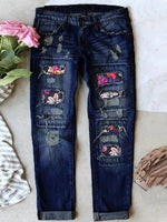 Stretch Ripped Frayed Raw Hem Distressed Jeans