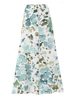 Women's Floral Printed Graphic Straight Fashion Split Button Maxi High Waist Skirt