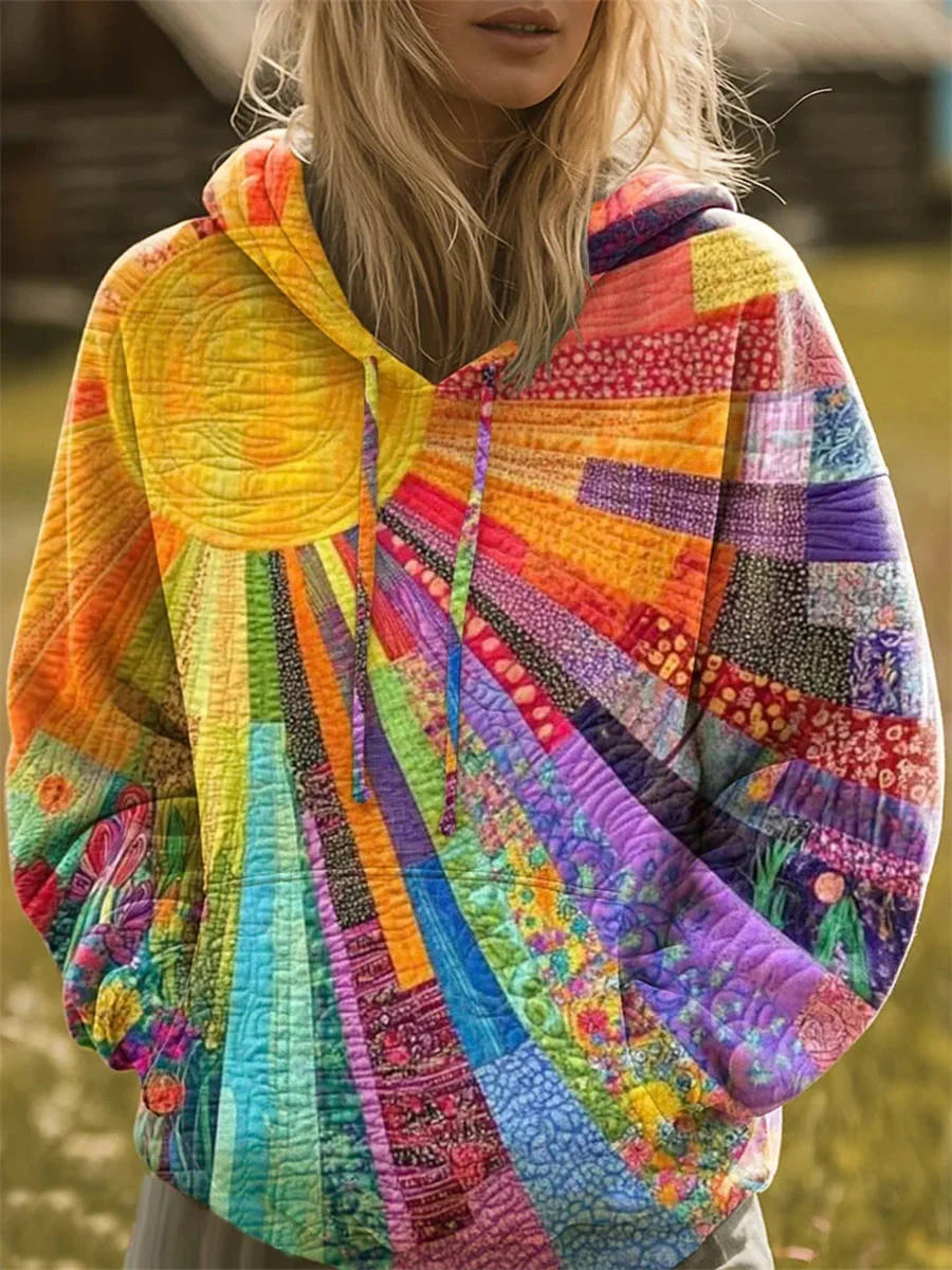 Vintage Floral Long Sleeve Hoodie