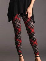 Elastic waist Checked/Plaid Printed Vintage Leggings