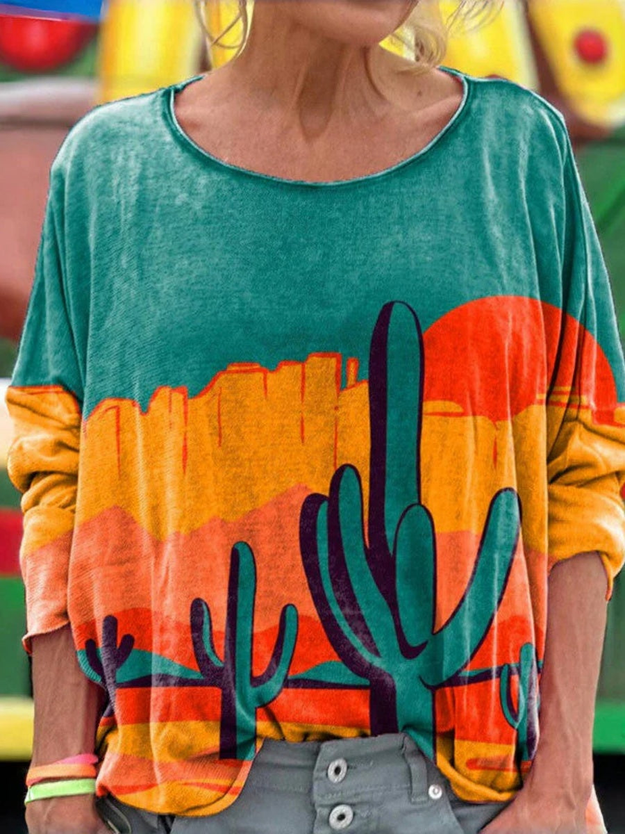 Cactus Print Casual T-Shirt