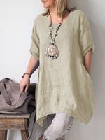 Solid Color Short Sleeve Casual Blouse