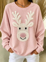 Casual Christmas Elk Crew Neck Long Sleeve Sweatshirt