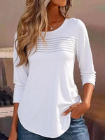 Basic White Round Neck Long Sleeve Top