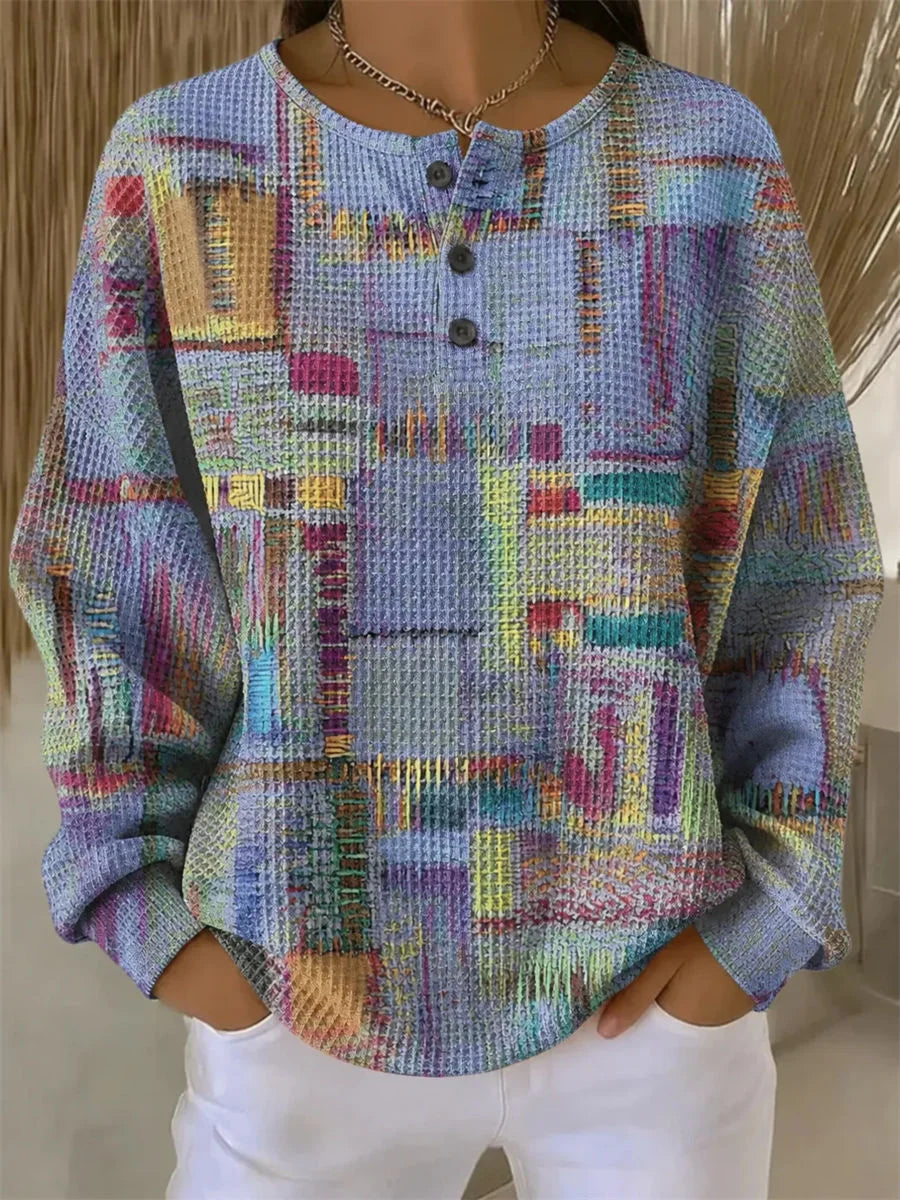Casual Abstract Crew Neck Long Sleeve Sweatshirt