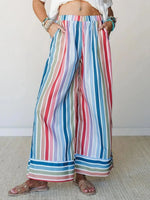 Rainbow Stripe Elastic Waist Wide Leg Palazzo Pants