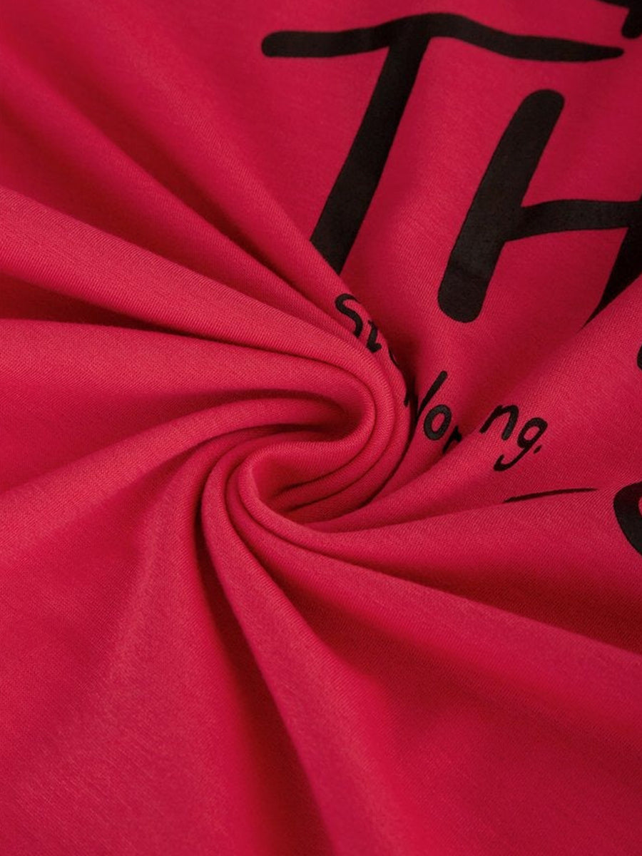 Crew Neck Long Sleeve Cotton Letter Print Sweatshirt