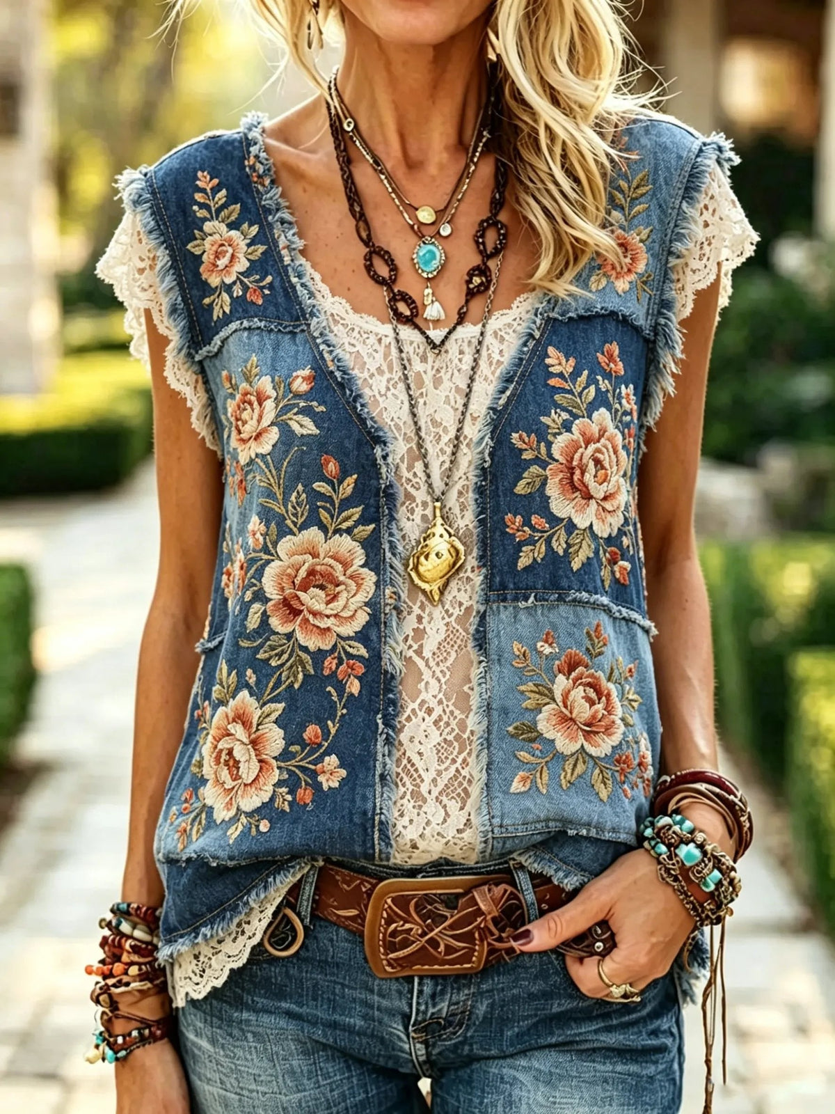 Women's Floral Print Cotton Sleeveless Vest