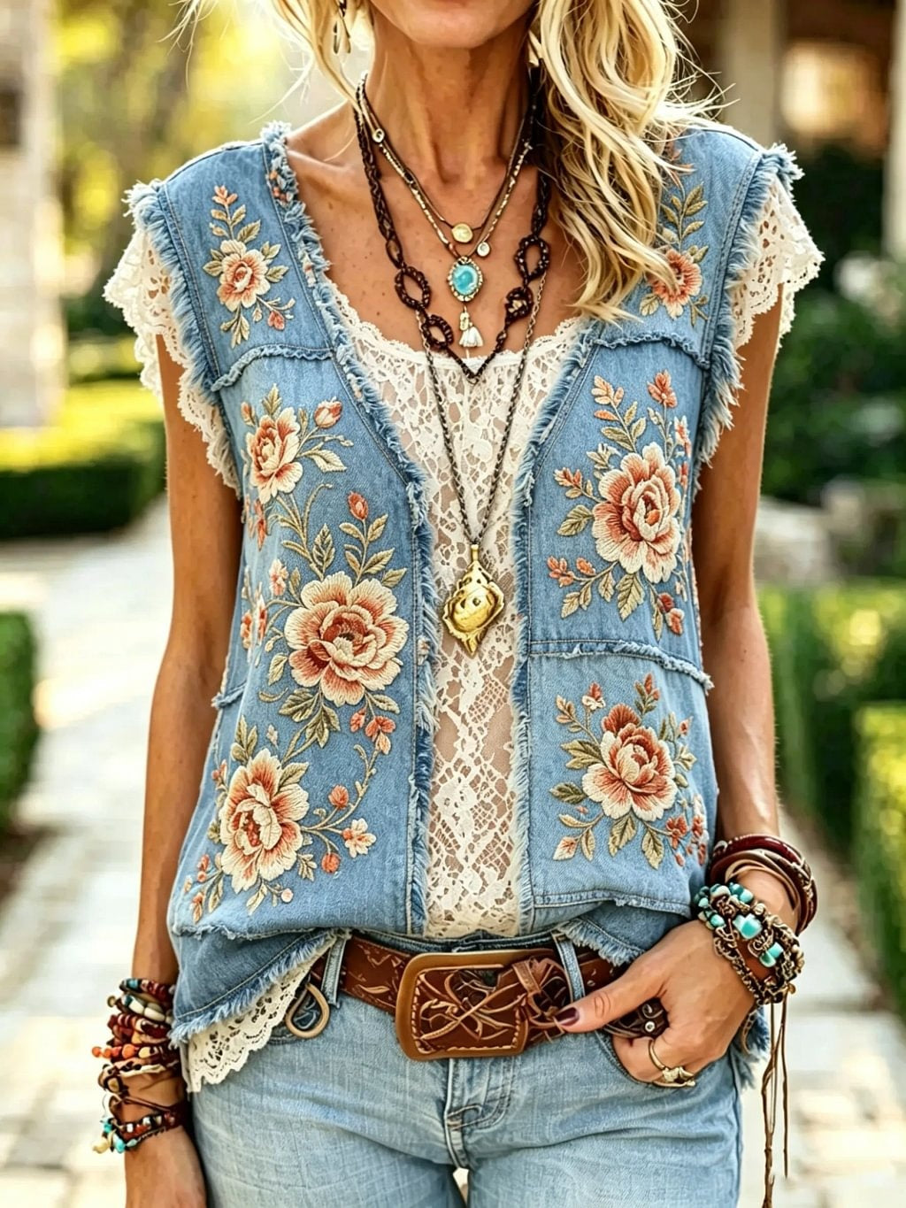 Women's Floral Print Cotton Sleeveless Vest