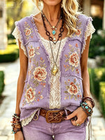 Women's Floral Print Cotton Sleeveless Vest