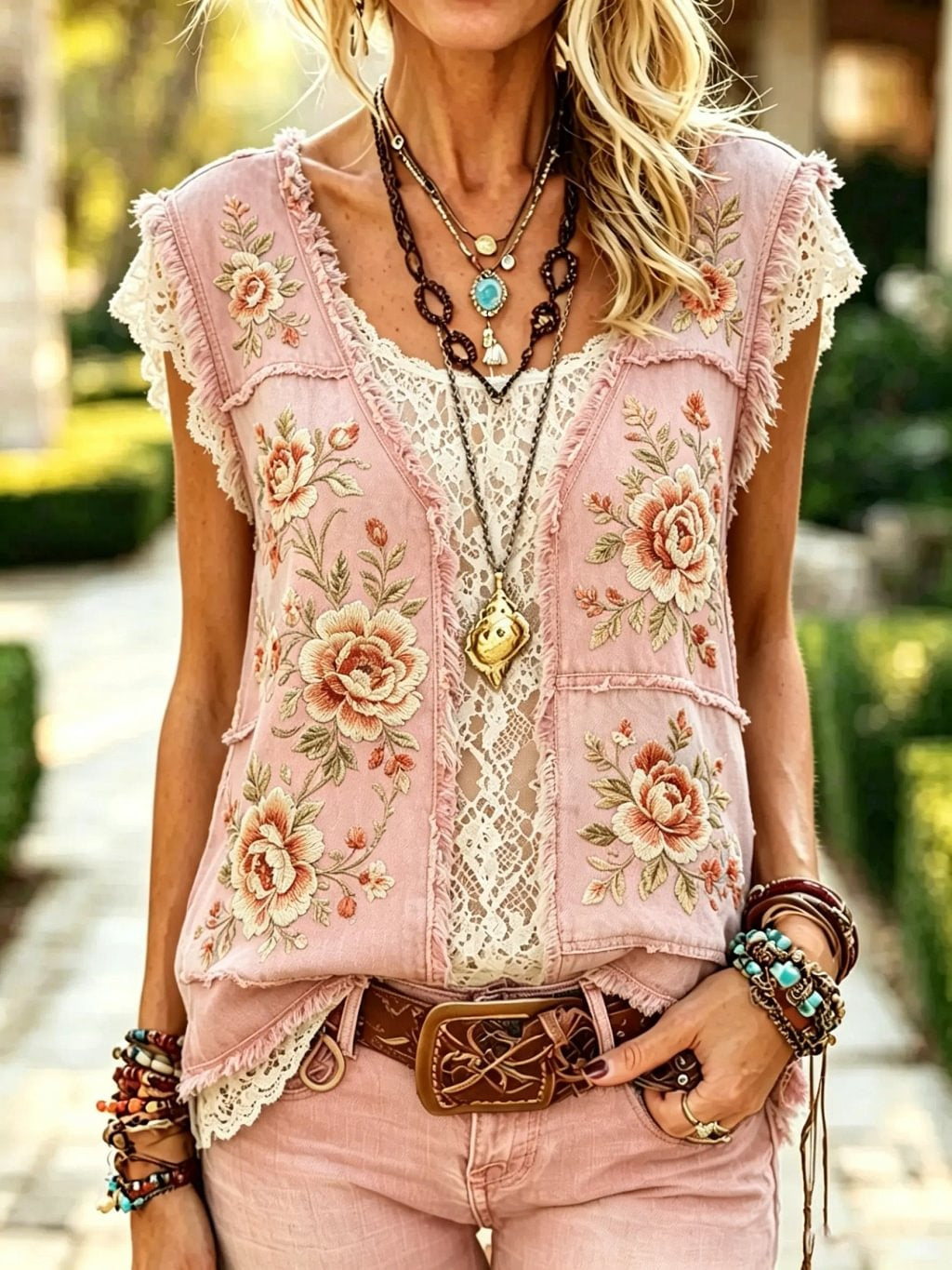 Women's Floral Print Cotton Sleeveless Vest