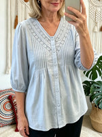Women's Floral Print Casual Round-Neck Long-Sleeve Shirt
