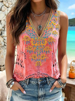 Women's Boho Floral Print Cotton Tank Top