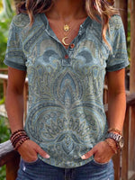 Ethnicity Light Blue Totem Women's Art Print Short Sleeve Polo Shirt
