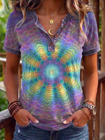 Ethnicity Kaleidoscope Purple Women's Art Print Short Sleeve Polo Shirt