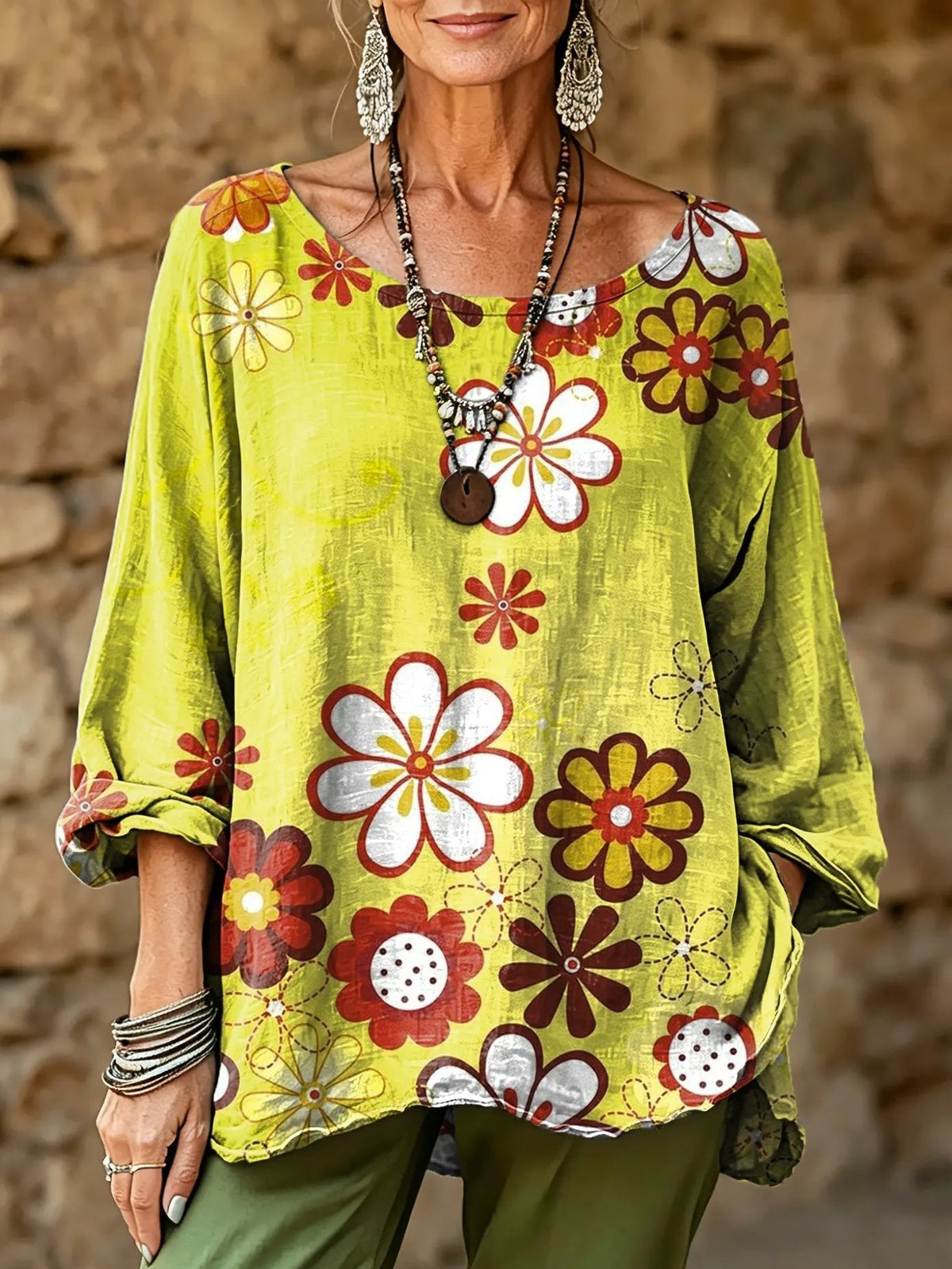 Women's Floral Art Print Casual Fashion Top