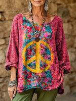 Women's Retro Hippie Art Print Casual Fashion Top