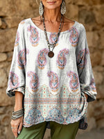 Women's Bohemian Paisley Ethnic Floral Art Print Casual Fashion Top
