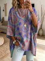 Retro Tie Dye Women's Art Print Fashionable Loose Casual Top