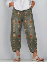 Women's Retro Floral Art Print Jeans