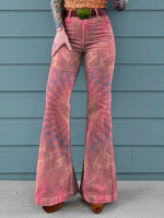 Women's Retro Kaleidoscope Tie Dye Print Casual Wide Leg Pants