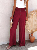 High Waist Loose All-match Cotton Linen Wide-leg Elastic Casual Pants