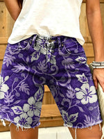 Women's Retro Print Denim Shorts