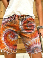 Ethnic Style Tie-Dye Women's Art Print Casual Denim Shorts