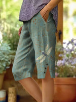 Women's Totem Floral Vintage Printed Cotton And Linen Casual Pants