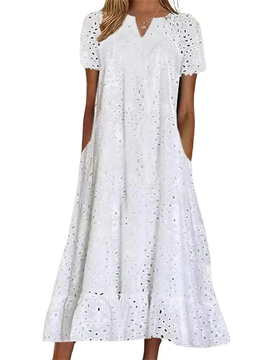 Women's Elegant Cutout V-Neck Maxi Dress