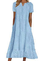 Women's Elegant Cutout V-Neck Maxi Dress