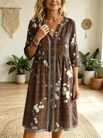 Women's Floral Art Print Casual Cutout Dress