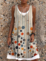 Ethnicity Lines Geometry Women's Art Print Sleeveless Midi Dress