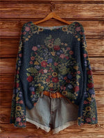 Women's Vintage Floral Tattoo Pattern Art Print Casual Pullover Sweater