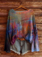 Women's Colorful Tie-Dye Pattern Art Print Casual Pullover Sweater