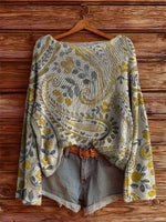 Women's Vintage Ethnic Floral Tattoo Pattern Art Print Casual Pullover Sweater
